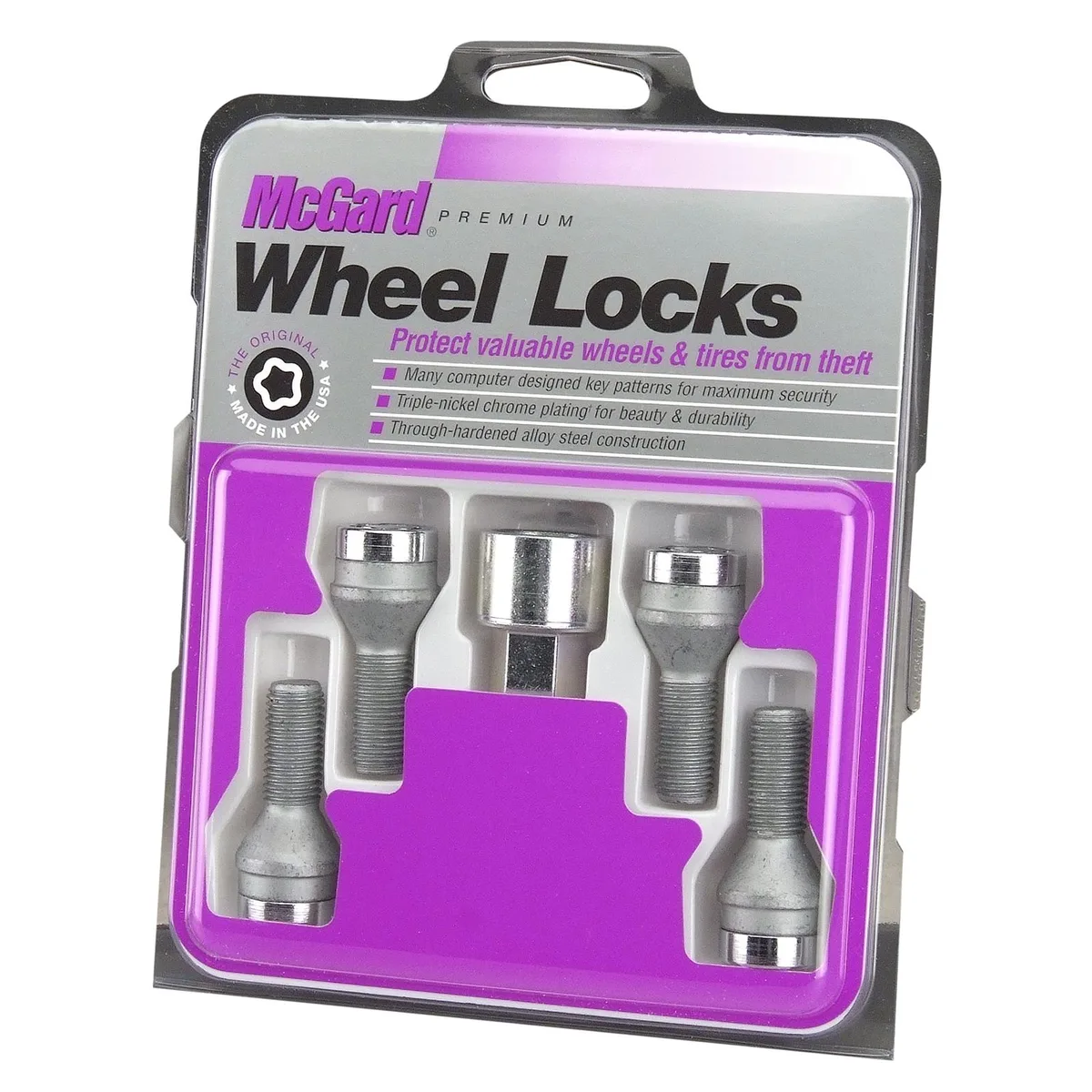 MCGARD MCGARD 27000 Chrome Bolt Style Cone Seat Wheel Lock Set M14 x 1.5 accessories - wheel — product photo