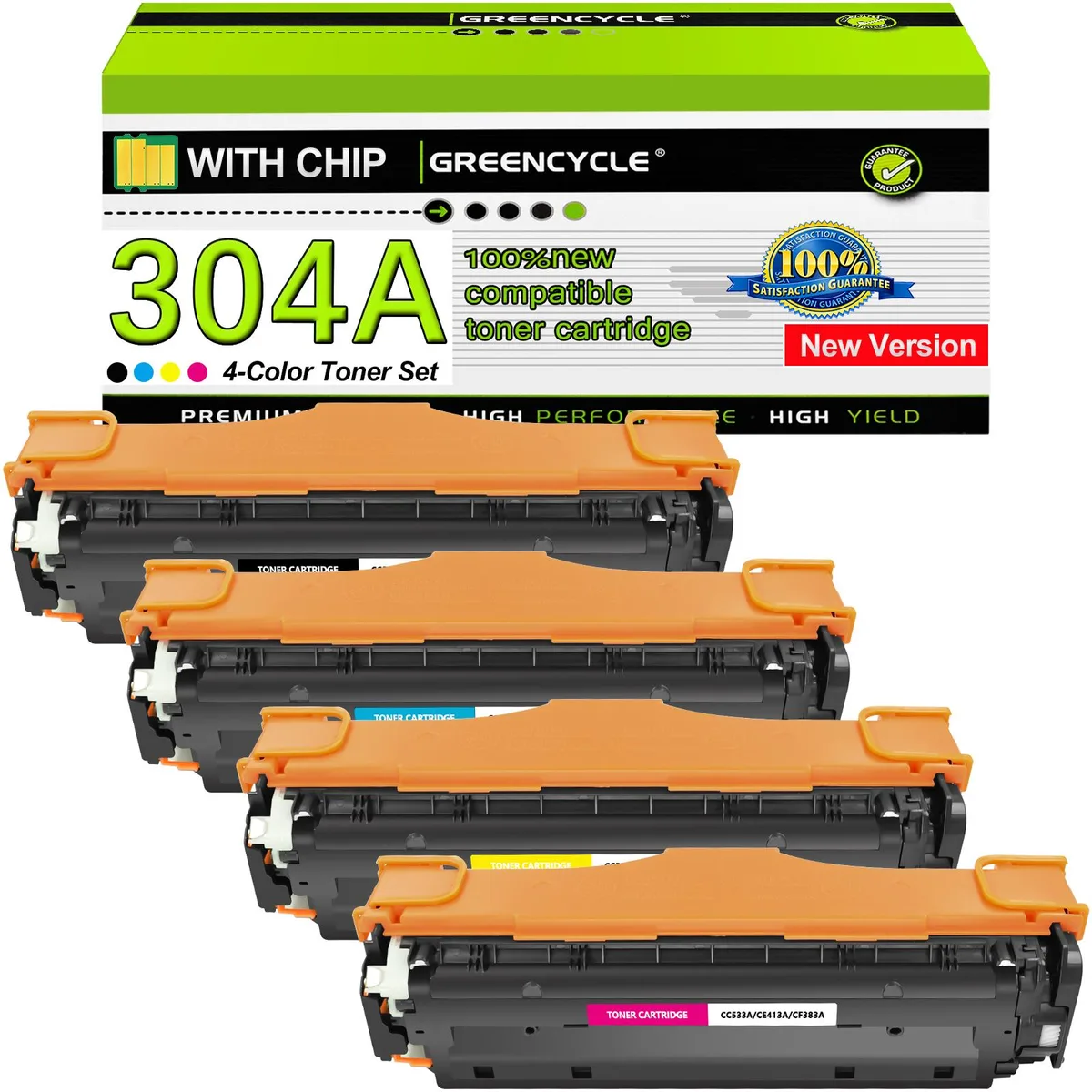 GREENCYCLE GREENCYCLE 304A 4 Pack Toner Cartridge (CC530A CC531A CC532A CC533A) — product photo