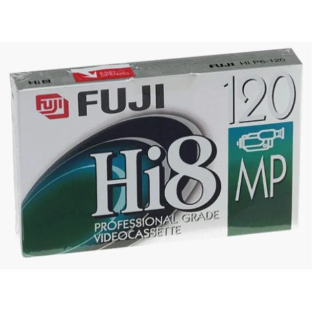 Fujifilm Professional Grade Hi8 videocassette in dark casing with white label