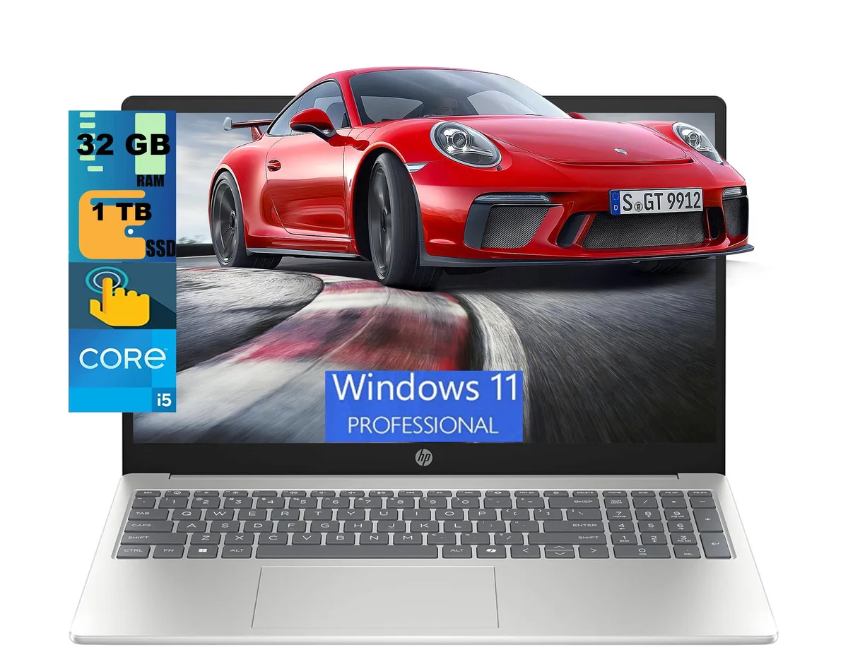 HP HP 15 Laptop 15.6" FHD Touchscreen Core i5-1334U 10-core 32GB 1TB SSD Wi-Fi 6 Windows 11 Pro Silver — product photo