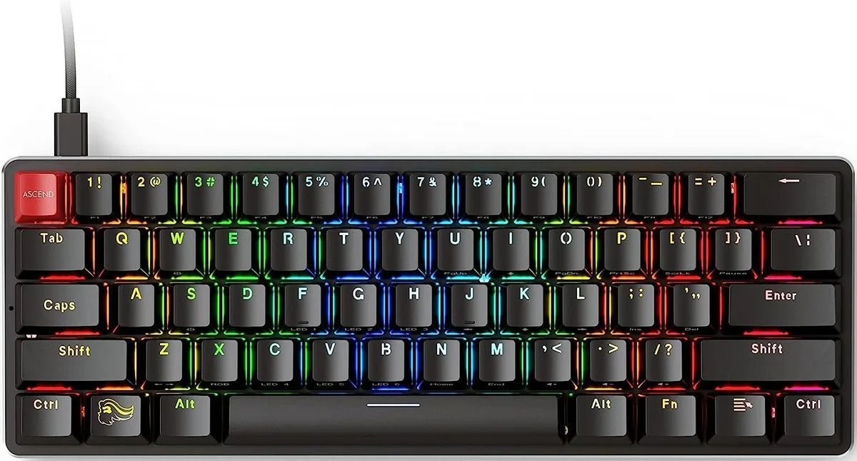 FOCUSTEC FOCUSTEC GMMK 60% Hot-Swap RGB Gaming Keyboard - Black Metal Top Plate — product photo