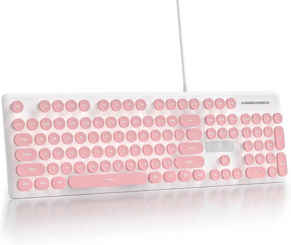 usbroway usbroway Retro Typewriter Gaming Keyboard Pink 104 Keys White LED — product photo