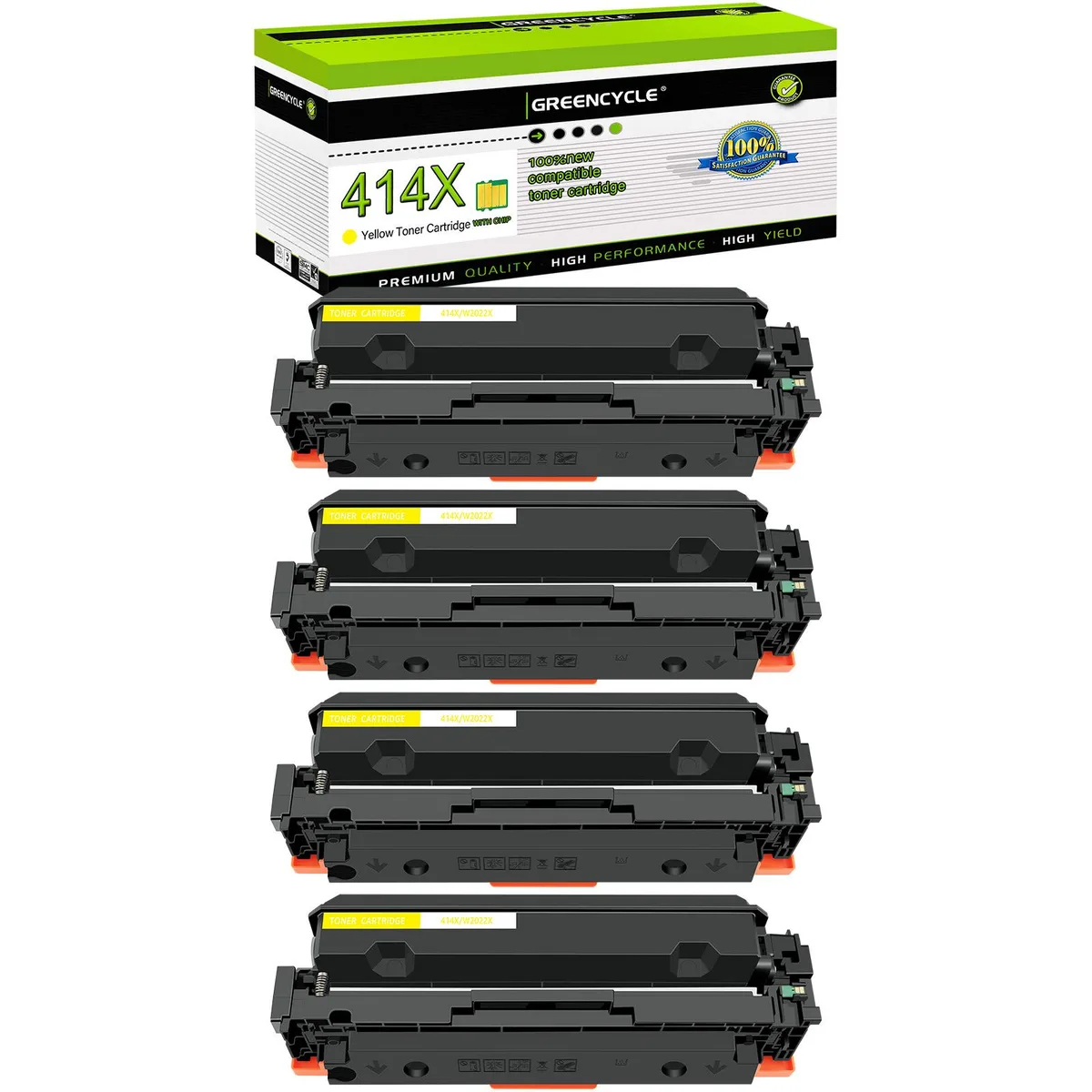 GREENCYCLE GREENCYCLE 414X Yellow Toner Cartridge 4 Pack W2022X — product photo