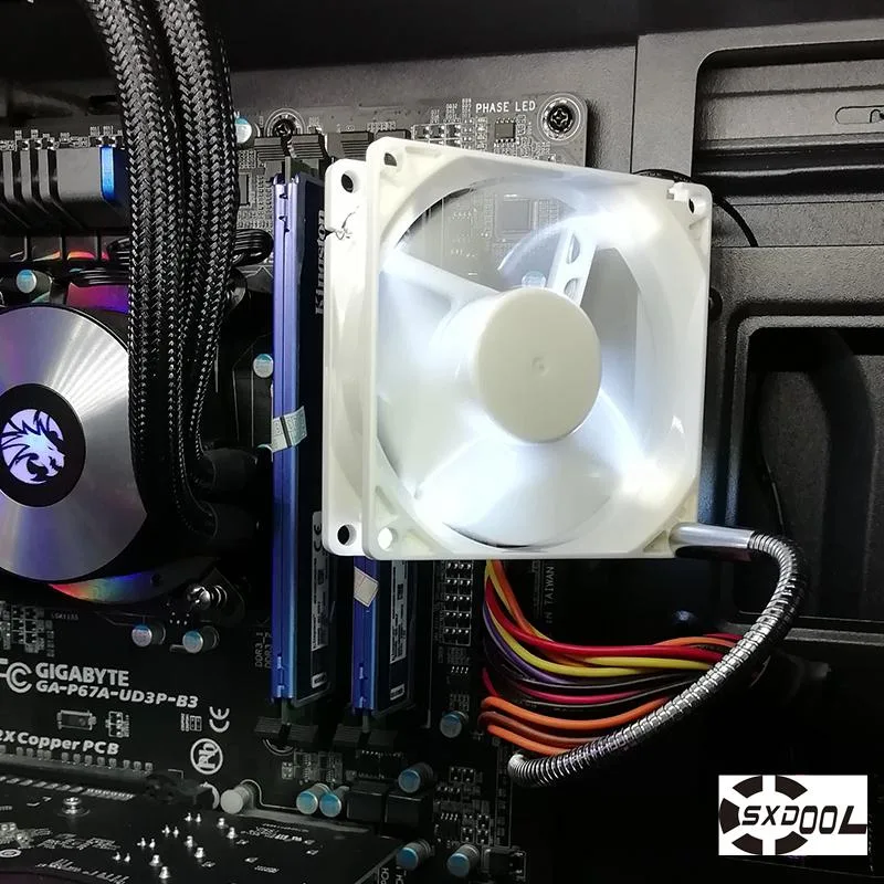 Black metal tube bracket with adjustable joints and screws for 10-15mm fan thickness