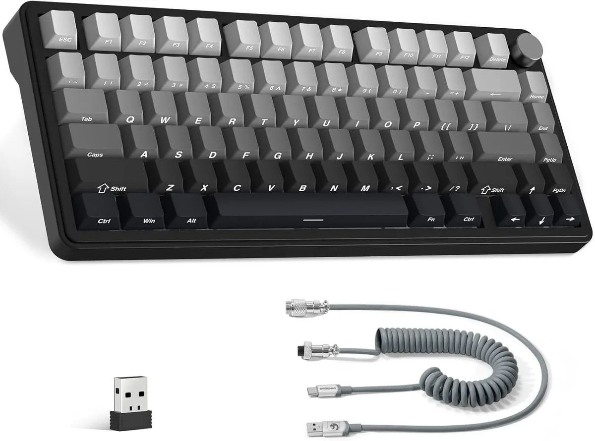 TUKO TUKO X85 75% Wireless Mechanical Gaming Keyboard with Knob Hot Swappable PBT Keycaps White Jade Switch — product photo