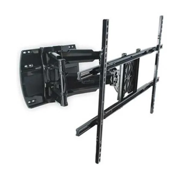 Black glossy steel full-motion wall bracket with articulated arms extended