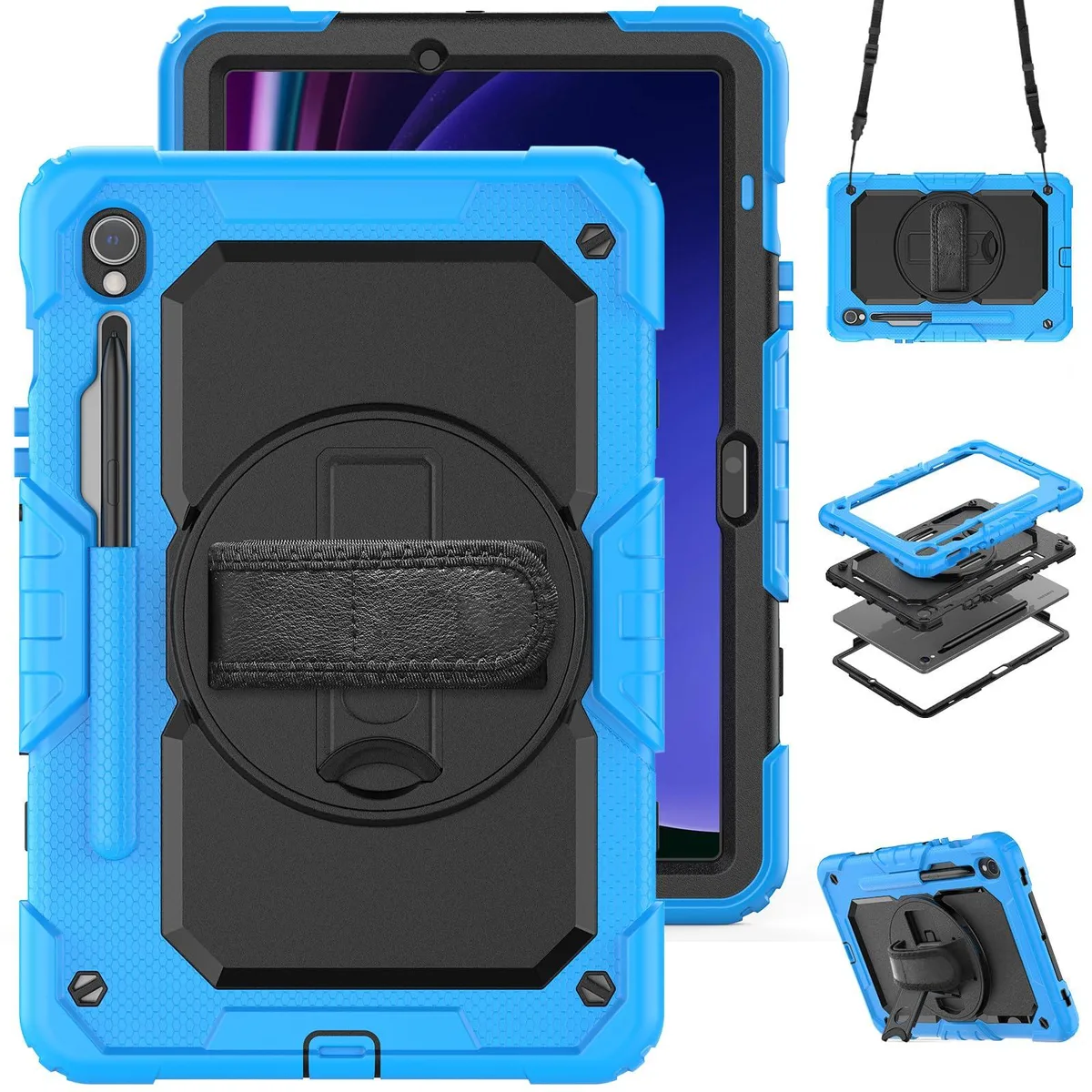 Timoom Timoom Heavy Duty Shockproof Case Light Blue 10.9 11 360 Kickstand Straps — product photo
