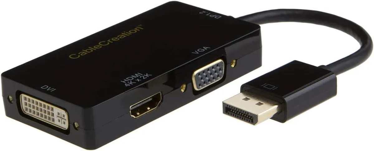 CableCreation CableCreation DisplayPort to HDMI DVI VGA Adapter 3-in-1 Black — product photo