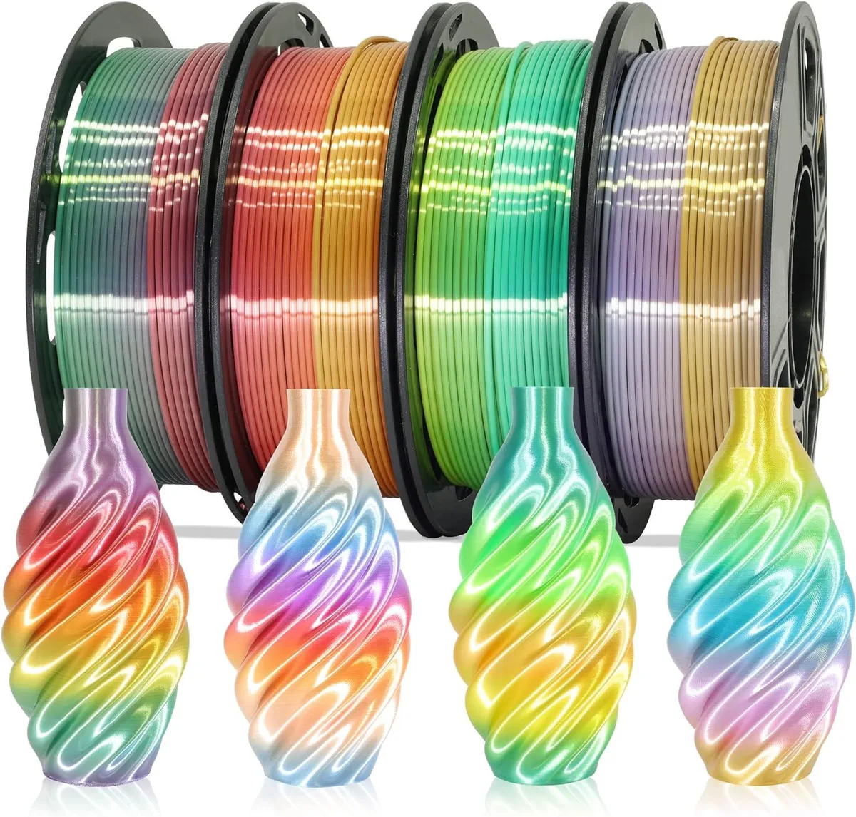 BFKK BFKK Silk Rainbow PLA 4-in-1 Bundle 4×250g 1.75mm 3D Printers Accessories — product photo
