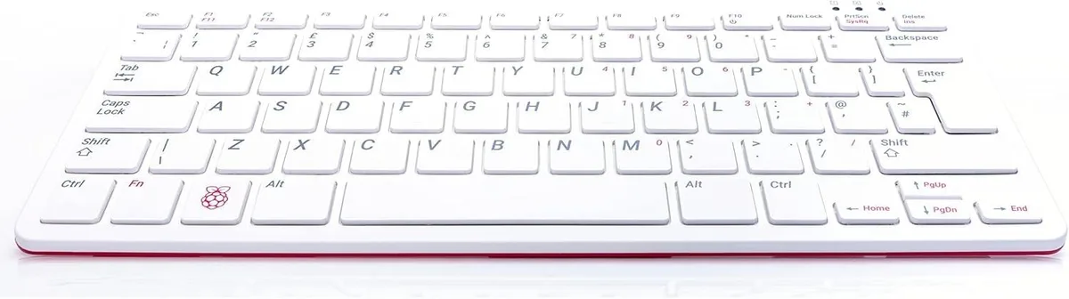 White Raspberry Pi 400 keyboard computer with integrated graphics