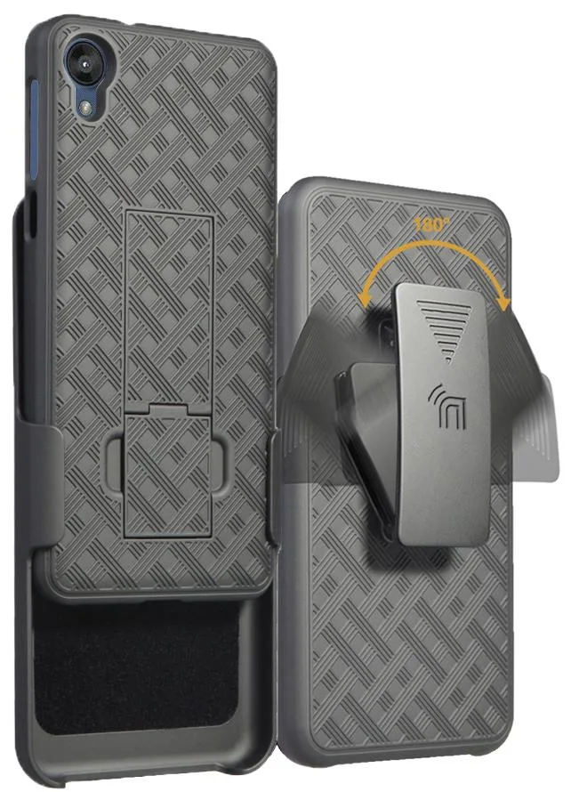 Nakedcellphone Nakedcellphone Kickstand Case + Belt Clip Holster Combo for Motorola Moto E6, Black — product photo
