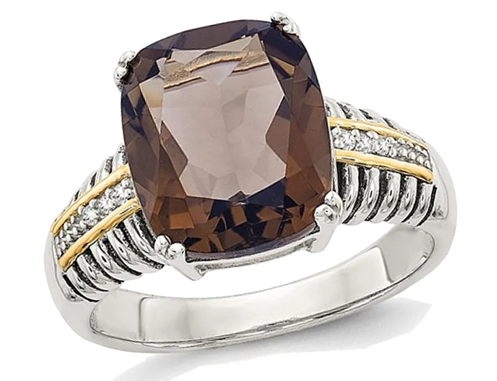 Gem &amp; Harmony Gem &amp; Harmony Smoky Quartz Ring 4.50 ctw Sterling Silver 14K Gold Accents — product photo