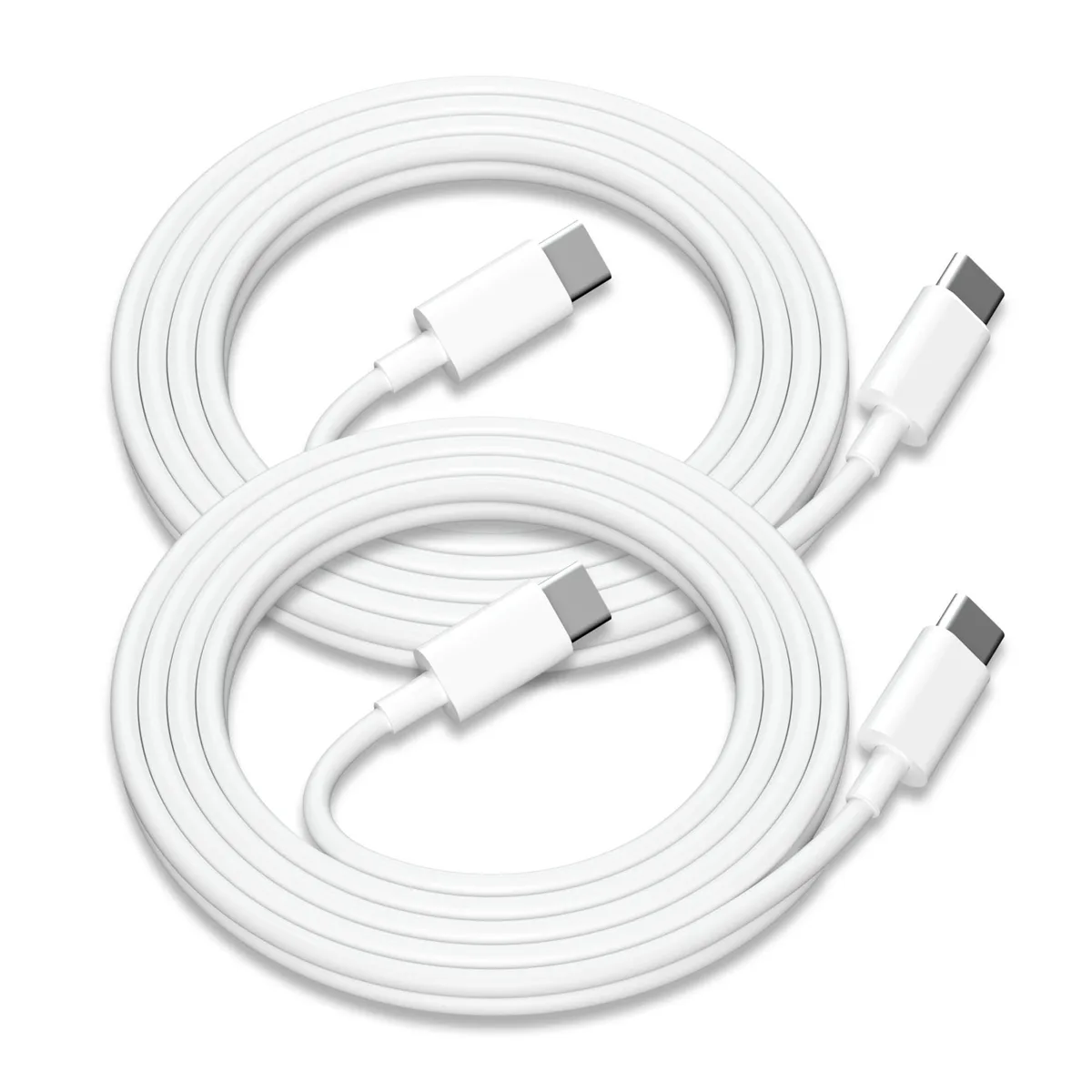  BSTOEM 2-Pack USB-C to USB-C Cable 3 ft 60W White — product photo