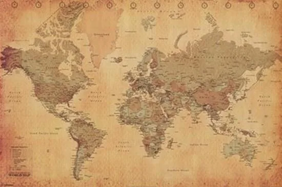 Posterazzi Posterazzi PYRPP31841 vintage world map mercator projection poster covering 36 x 24 — product photo