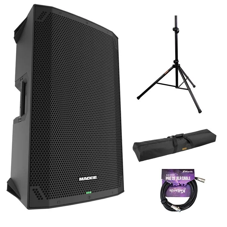 Mackie Mackie Thump12v4 12" powered loudspeaker bundle with stand, bag and 20 ft XLR cable — product photo