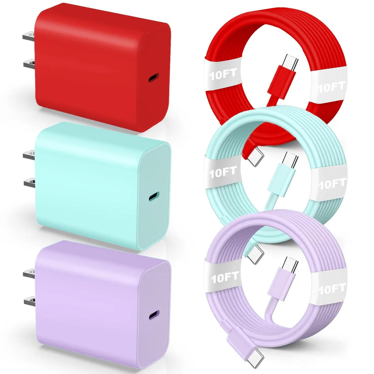 KEHIPI KEHIPI A2379 USB C to USB C cable 10ft 60W 480Mbps 3-pack — product photo