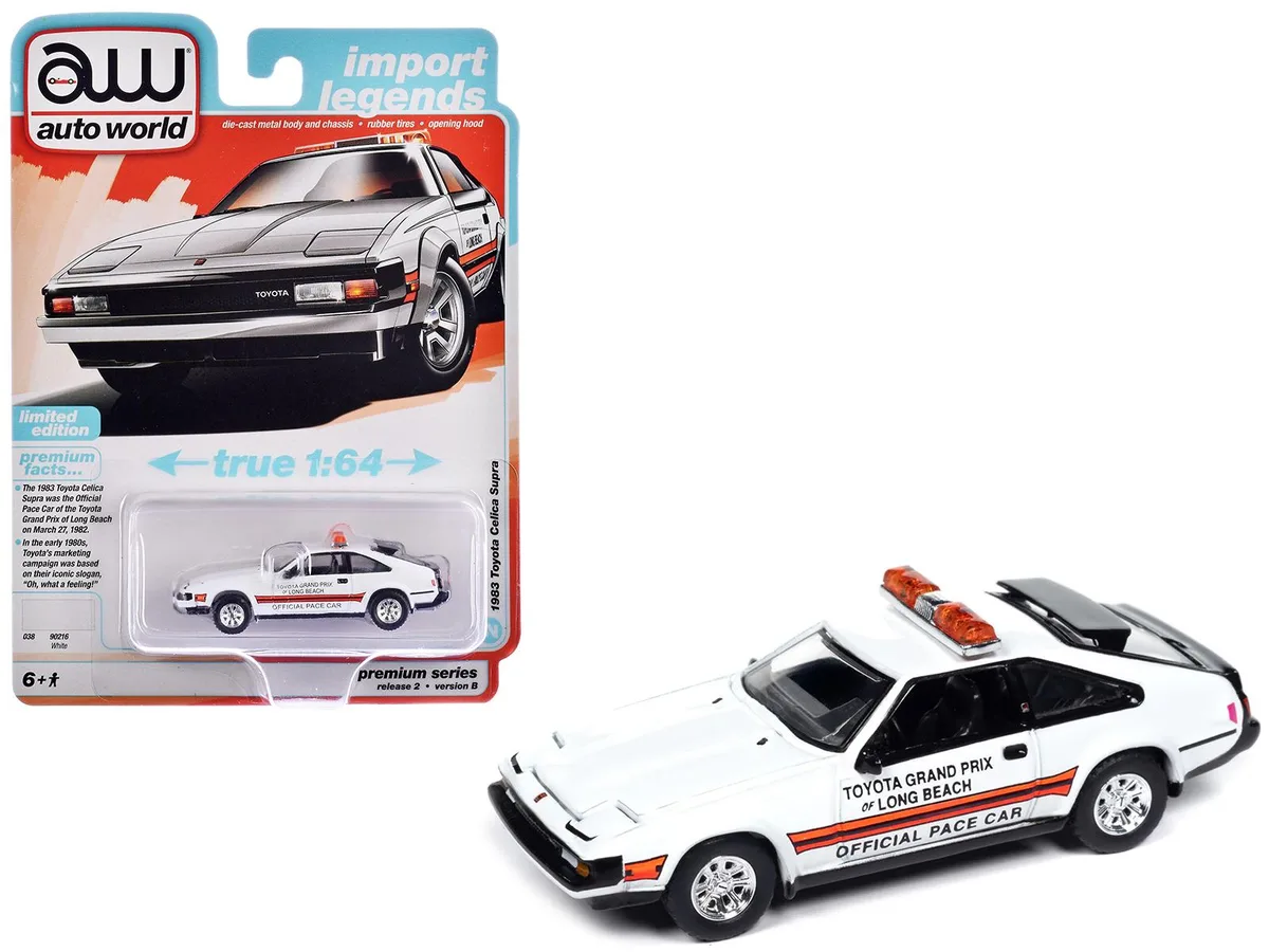 auto world Auto World 1983 Toyota Celica Supra Long Beach Pace Car White 1/64 Diecast Hobby Collectible — product photo