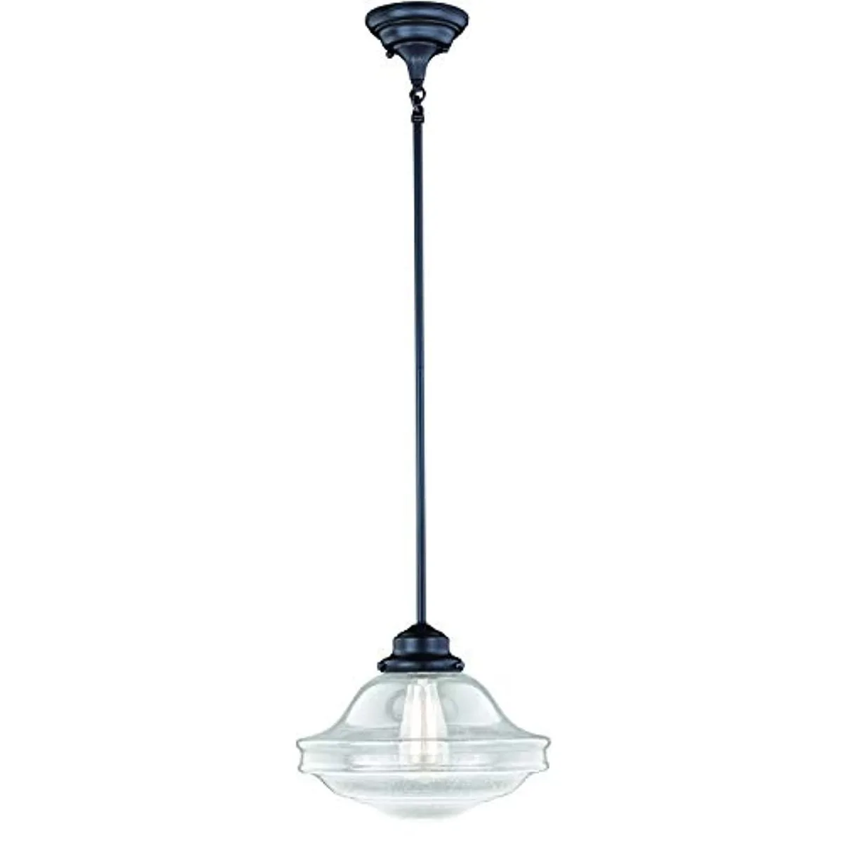 Vaxcel Vaxcel Huntley 1-Light Oil Rubbed Bronze Pendant Clear Seeded Glass 12 in W x 14.75 in H — product photo