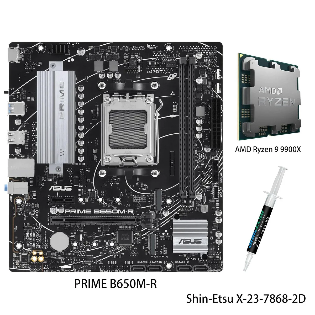 ASUS ASUS PRIME B650M-R & Ryzen 9 9900X AMD motherboard combo — product photo