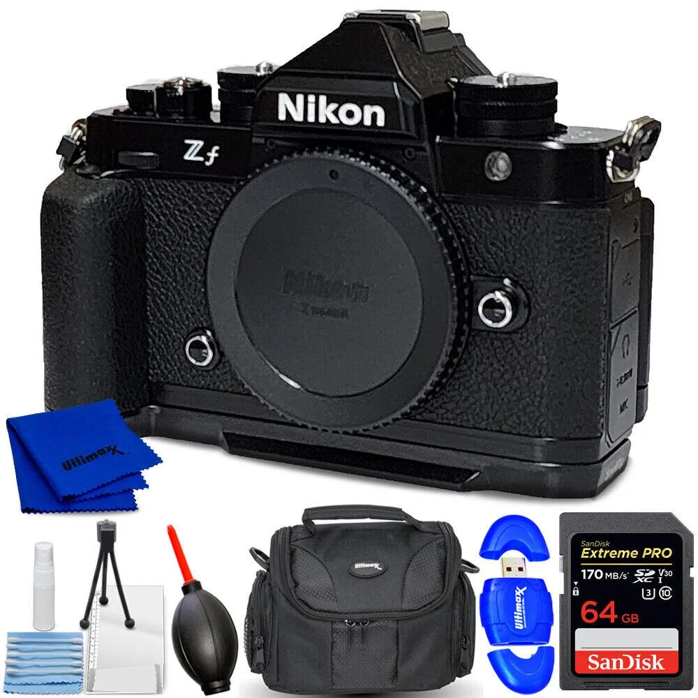 Nikon Zf mirrorless body with textured dials and 7 accessories including bag and card