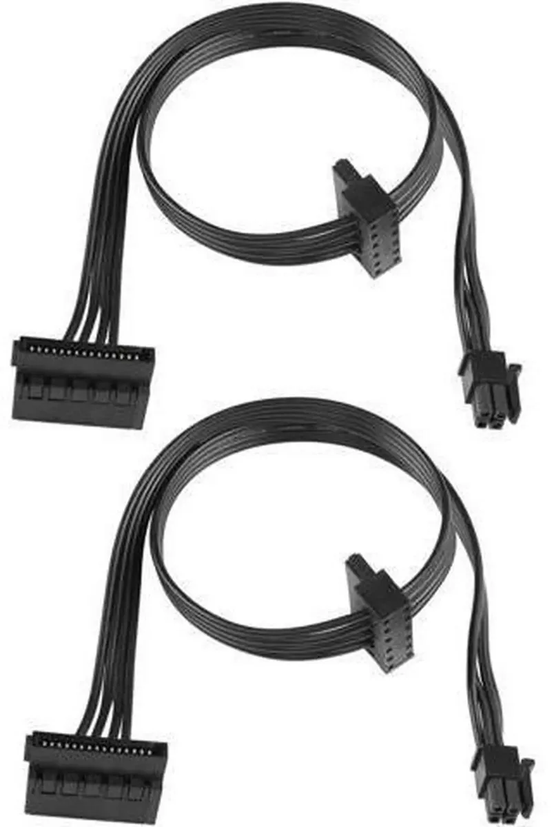 SMUGDESK SMUGDESK 2 Pack 45cm ATX Mini 4-Pin to Dual Right Angle 15 Pin SATA Power Splitter Cord — product photo