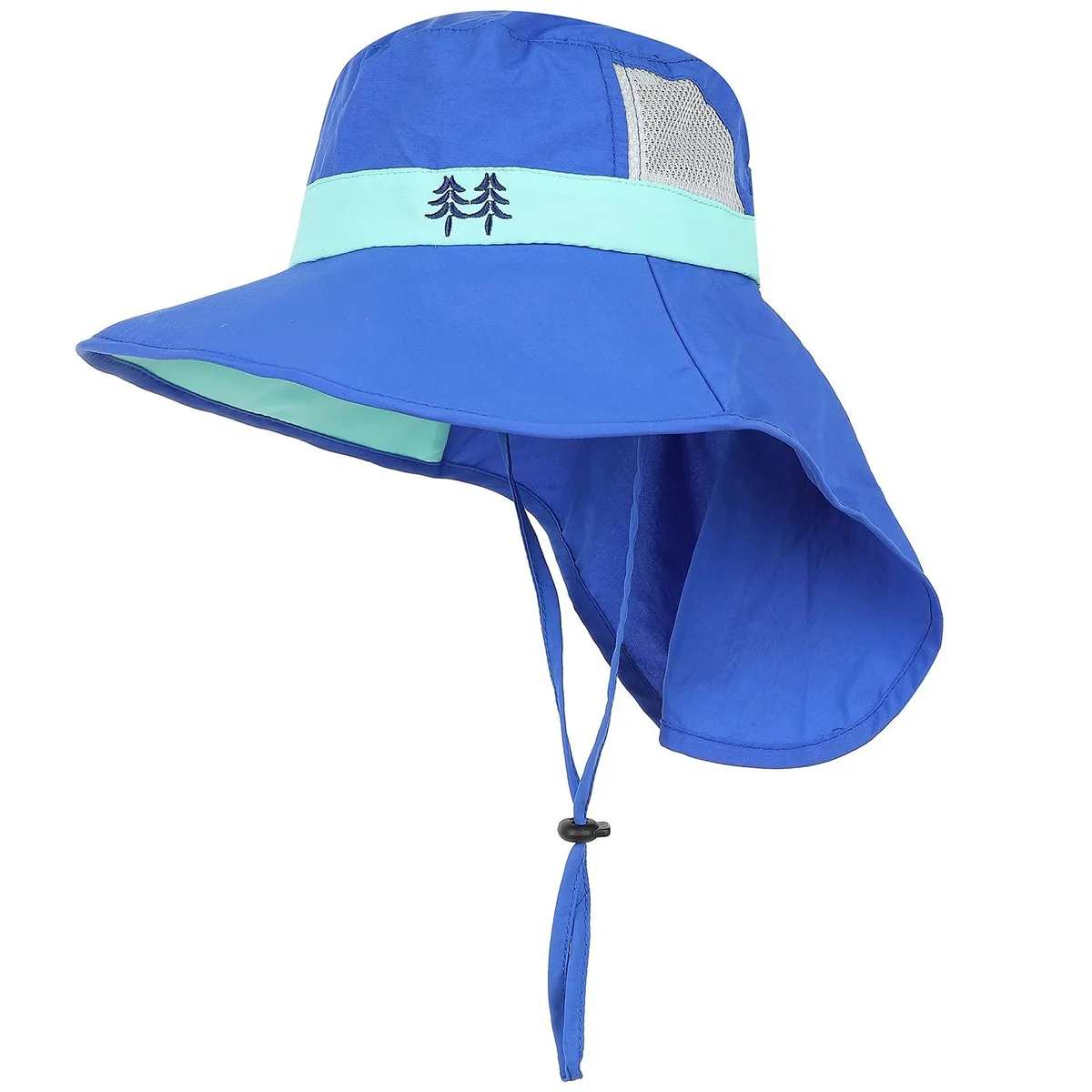 Aenmt Kids Sun Hat UPF 50+ Neck Flap Adjustable Brim Blue Age 3-12 — product photo