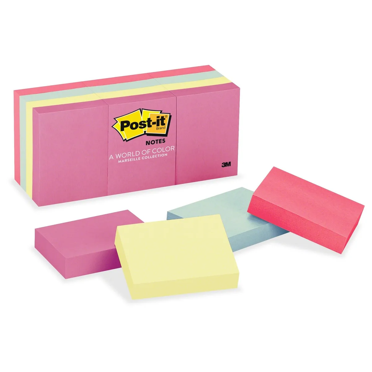 3M 3M 653AST Sticky Notes Assorted 12 Pack — product photo