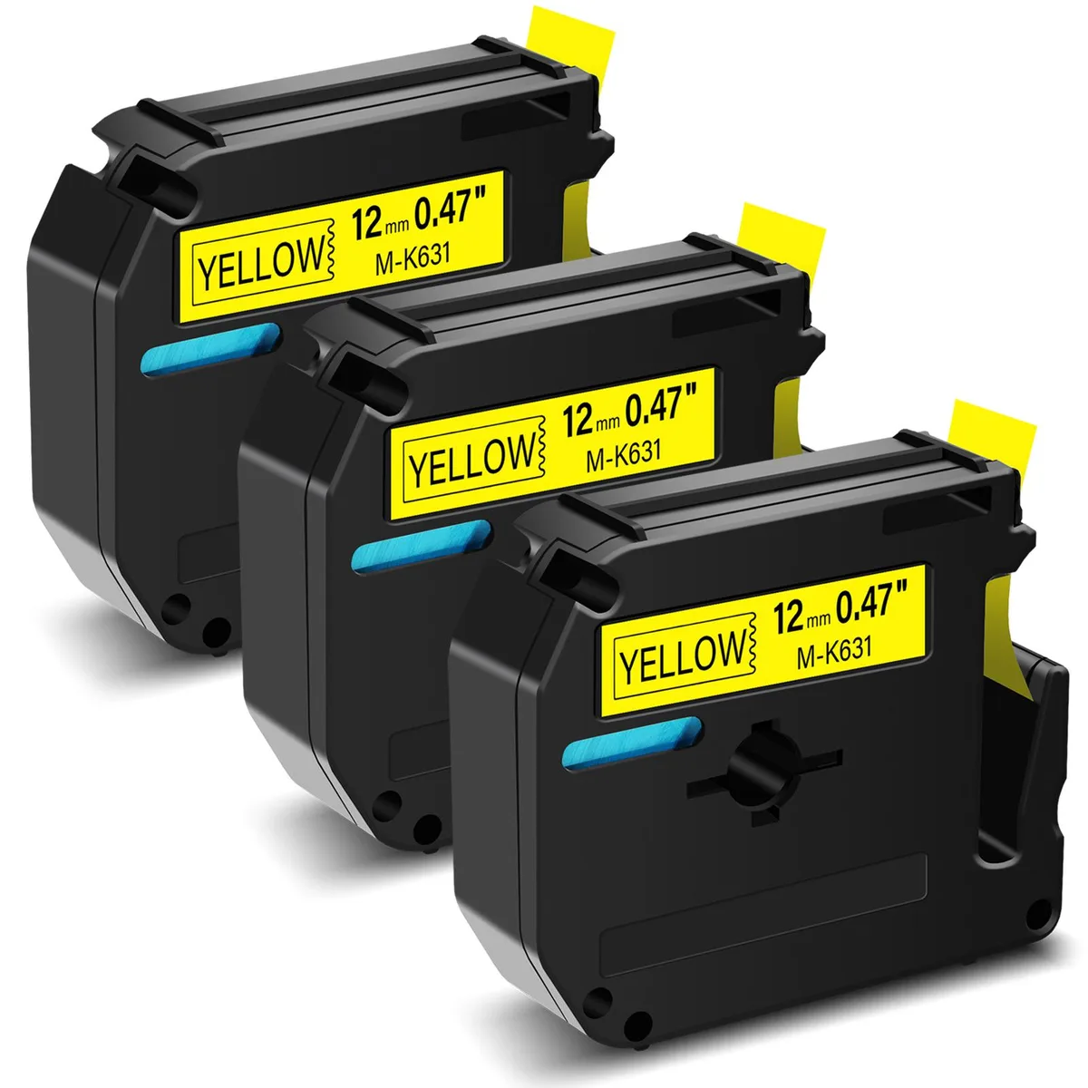 GREENCYCLE GREENCYCLE MK-631 label tape 12mm × 8m black on yellow 3 pack — product photo