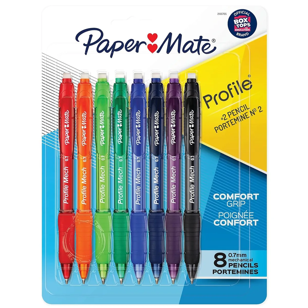 Eight mechanical pencils in assorted barrel colours with comfort grips