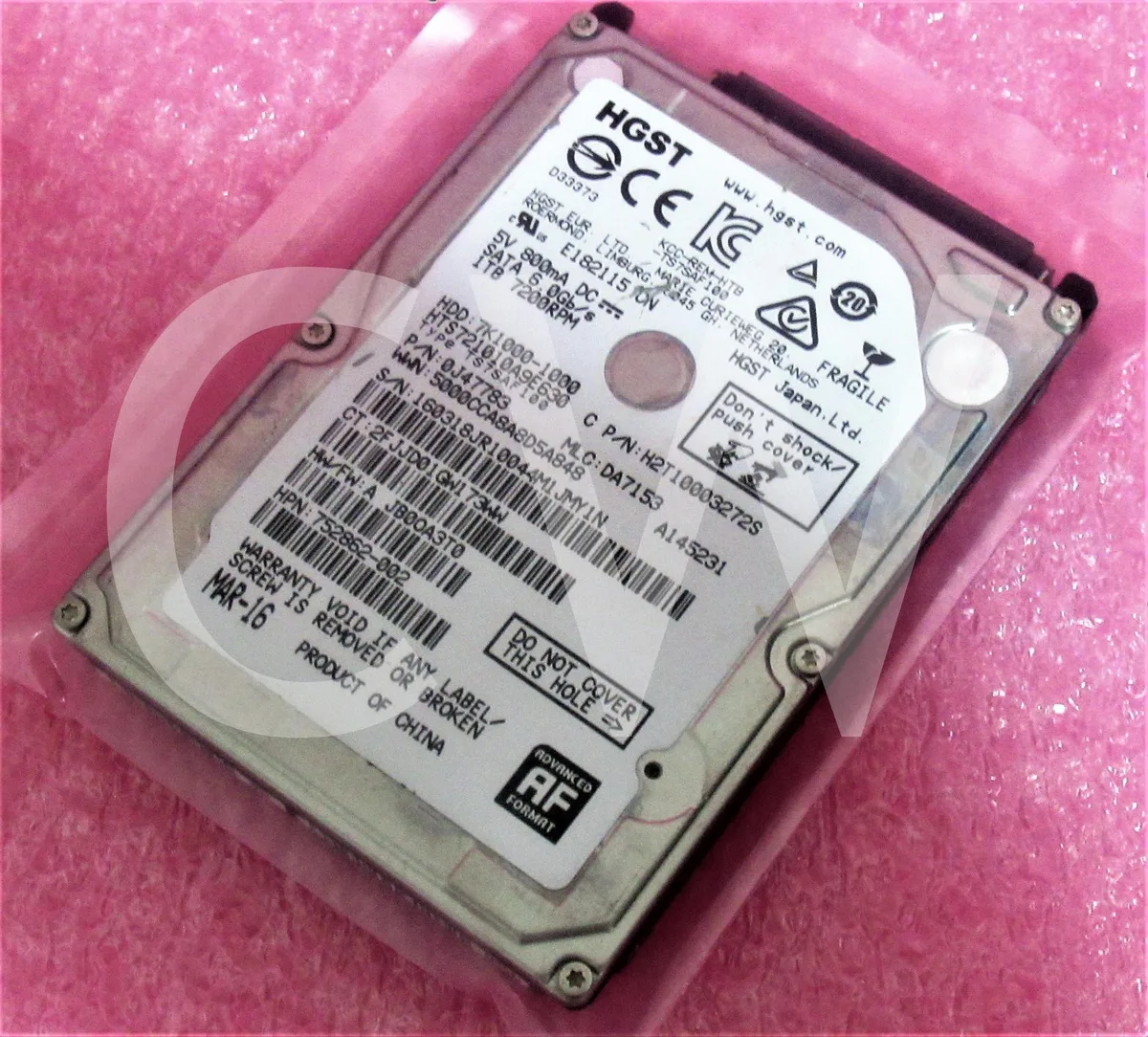HGST HGST HTS721010A9E630 1TB 7200RPM 32MB 2.5" SATA internal hard drive — product photo