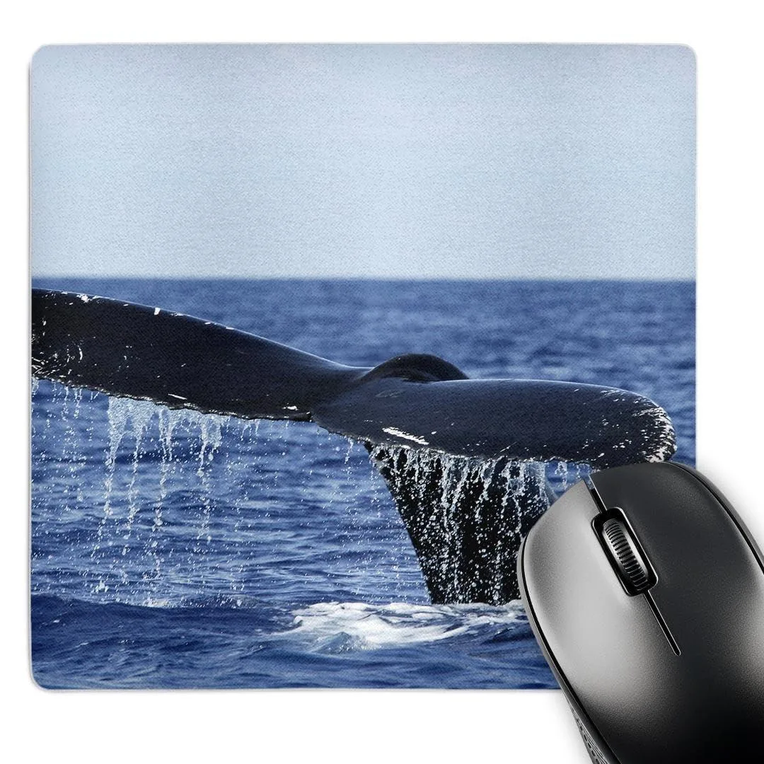 Square mouse pad with humpback whale design, matte finish, 0.25 thick