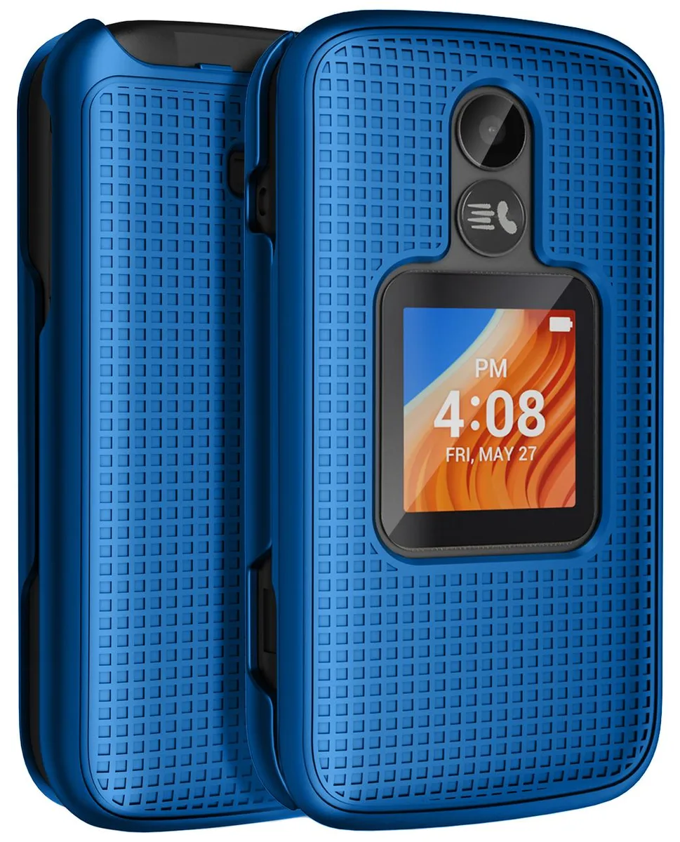Nakedcellphone Nakedcellphone Grid Textured Slim Case for Alcatel TCL Flip 2 (T408DL), Blue — product photo