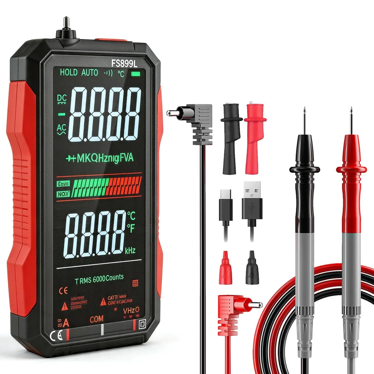 USB rechargeable digital multimeter with 4.8 inch color screen