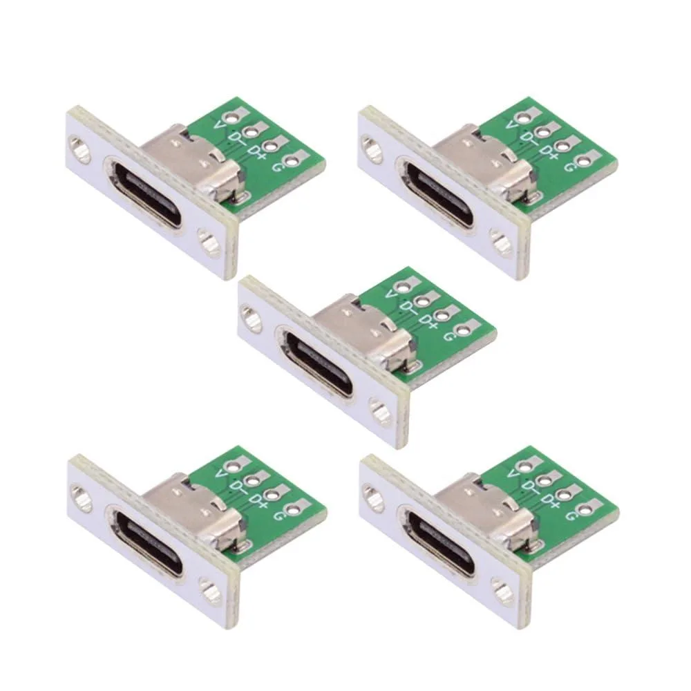 LORDWORLD LORDWORLD 5pcs USB Type C Female Socket 24pin USB 2.0 Panel Mount Connector — product photo