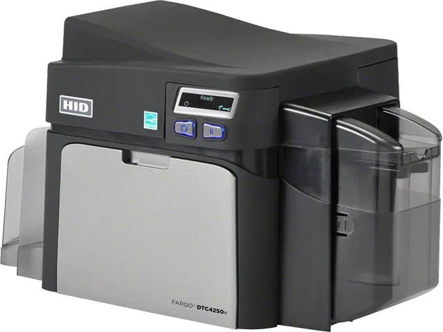 White rectangular receipt printer with front paper slot and control panel