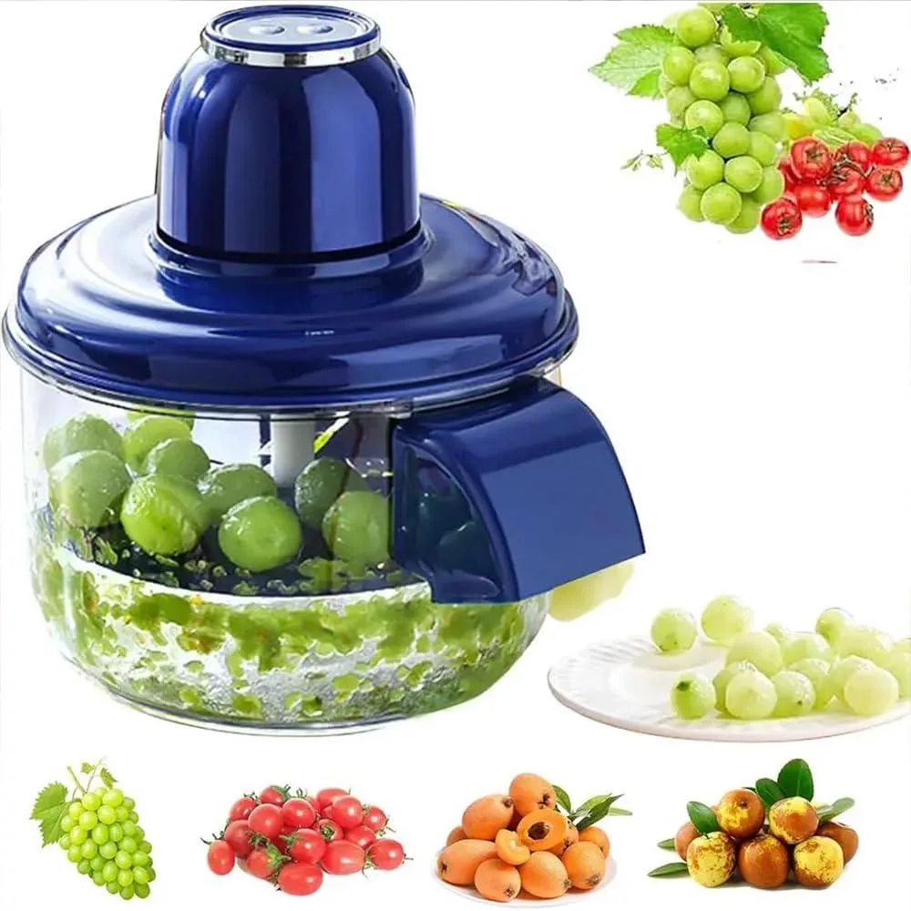 Compact white automatic vegetable peeler with stainless steel blades and USB charging