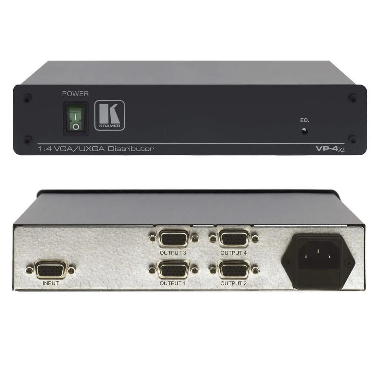 Compact metal box with front panel controls and multiple BNC connectors