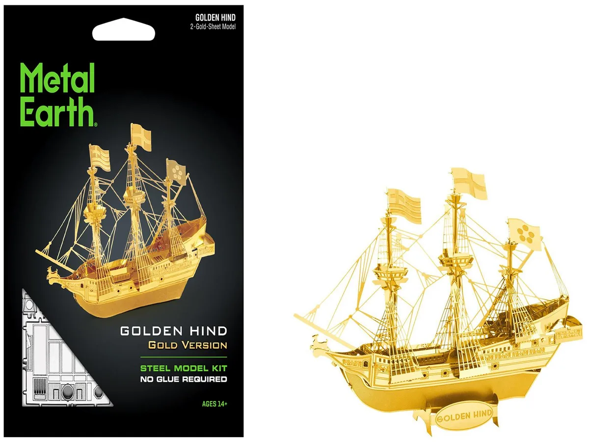 Metal Earth Metal Earth Golden Hind Galleon Gold Version Steel Model Kit 28 Parts — product photo