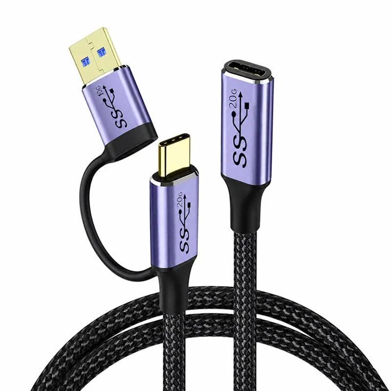 Aomoproing Aomoproing 2 in 1 USB3.2 Gen2x2 Type-C Extension Cable 1M — product photo