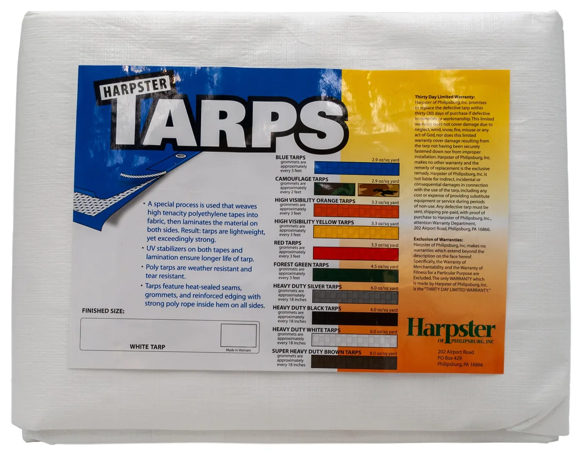 Tarps Direct Tarps Direct 7' x 10' Heavy Duty White 6 oz Poly Tarp 11-12 Mil — product photo