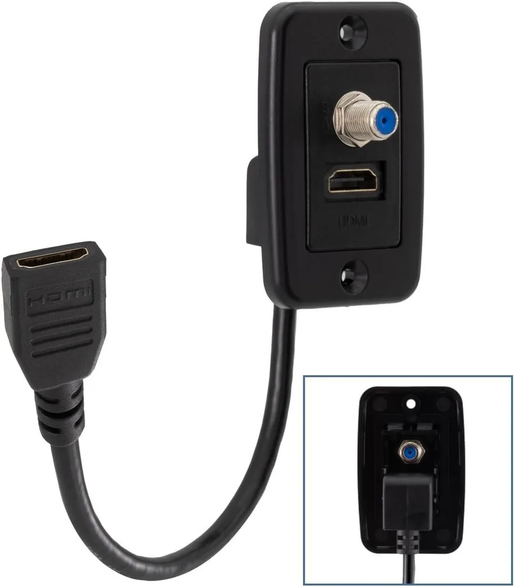 FLEANE FLEANE RV Cable TV Hookup Extender Coaxial HDMI Wall Plate Pass Through audio adapter — product photo