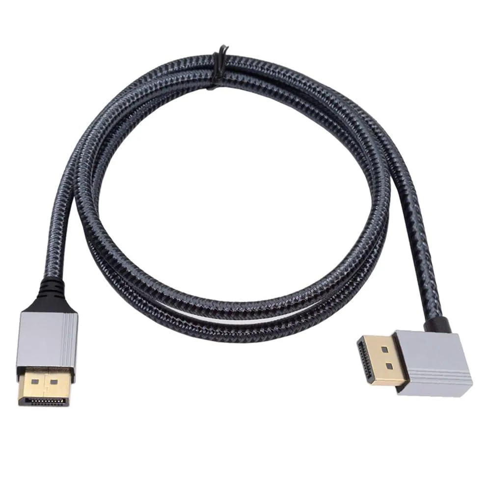 Fervit Fervit Right Angled DisplayPort Cable 4K 60Hz 90 Degree Silver Sleeve 1M — product photo