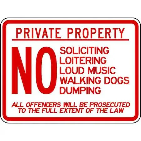 Horizontal rectangle aluminum sign, 24 by 18 inches, white text on white background
