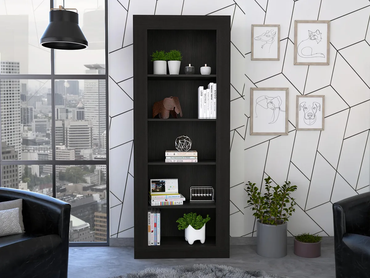 tuphen tuphen Andina Bookcase Black 5 shelves 12x27 in 3.9 in frame — product photo