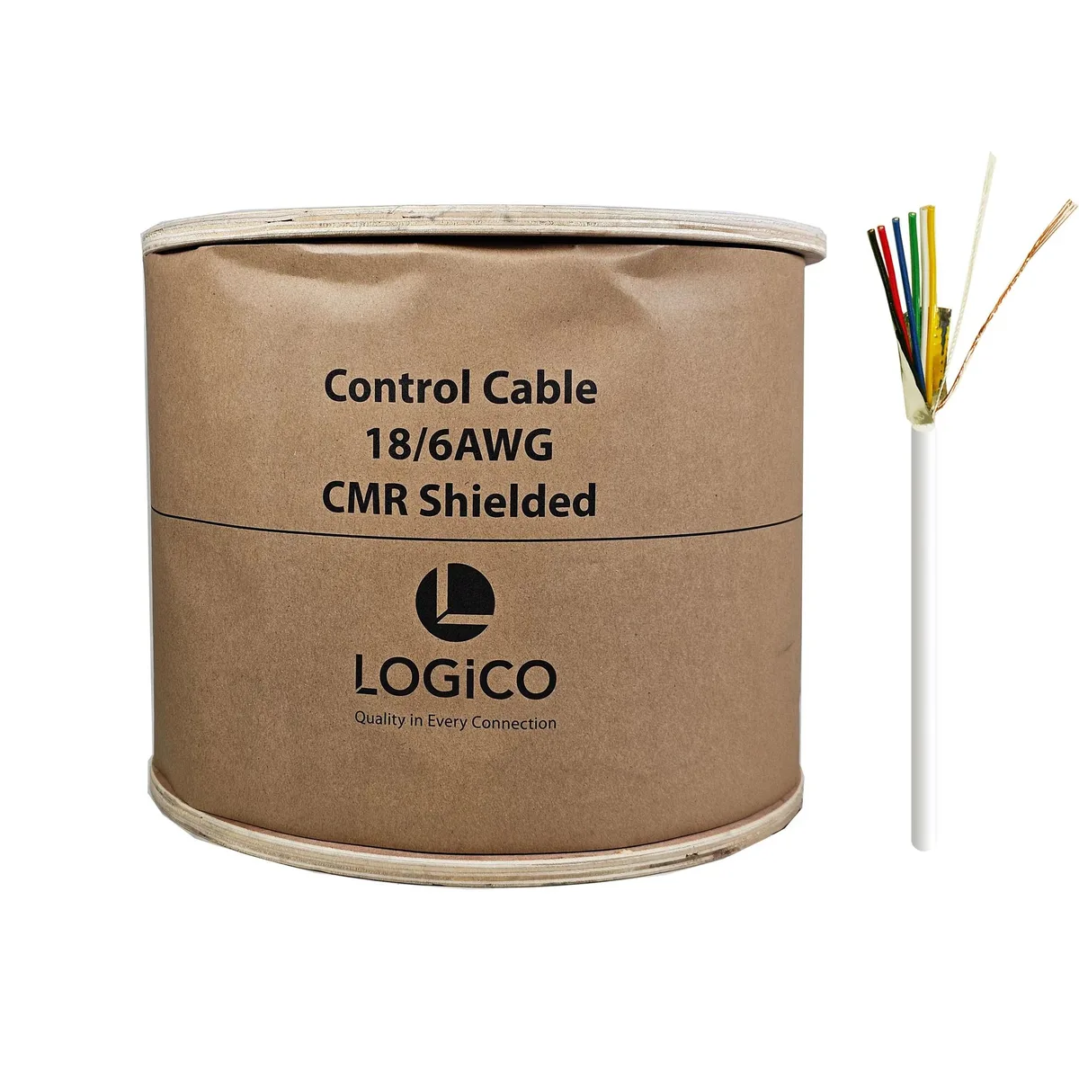 Logico Logico PLCS1806WT 18/6 Shielded Security Cable 1000ft 305m White — product photo