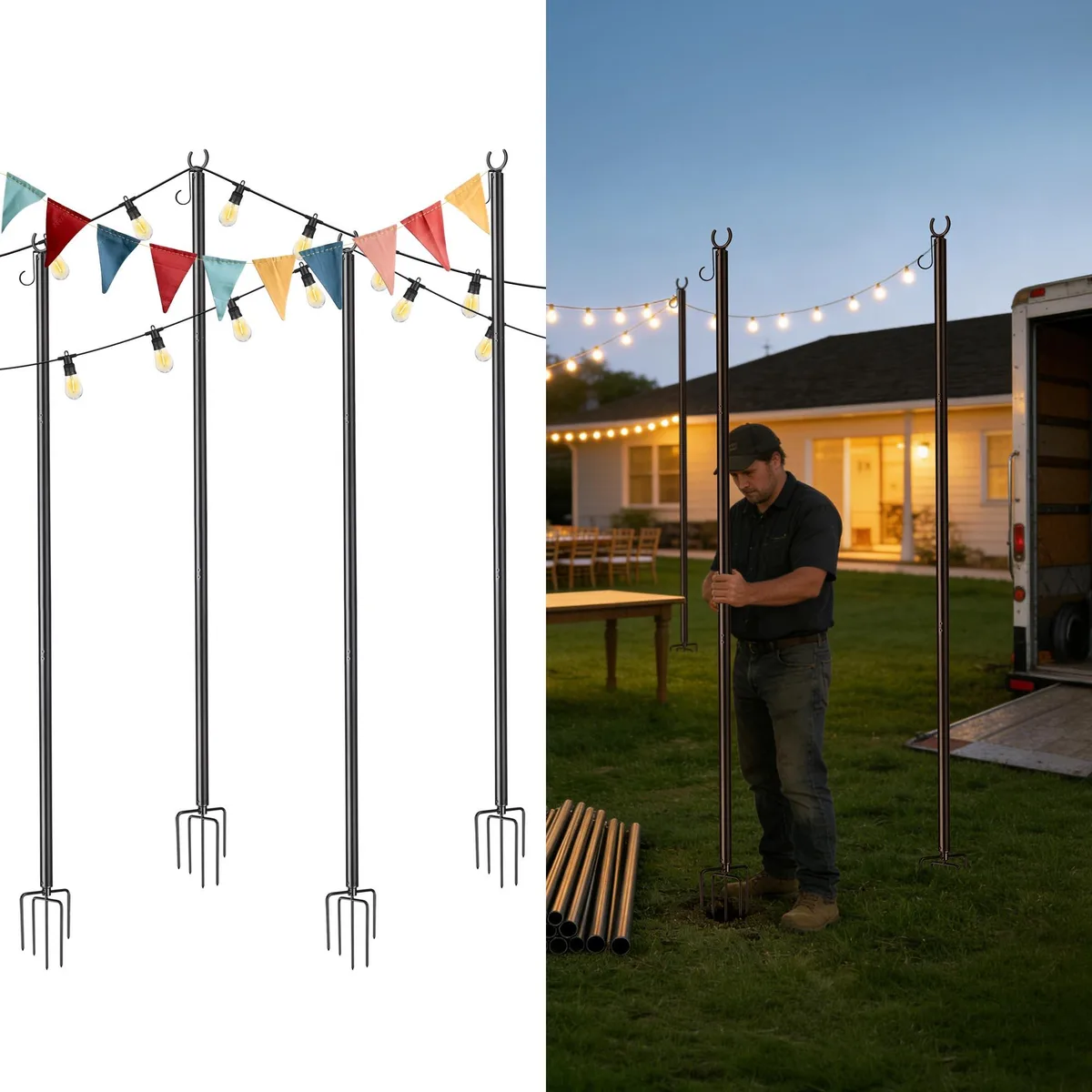 Yescom USA, Inc. Yescom USA, Inc. 10 ft String Light Pole Aluminum 4 Pack — product photo