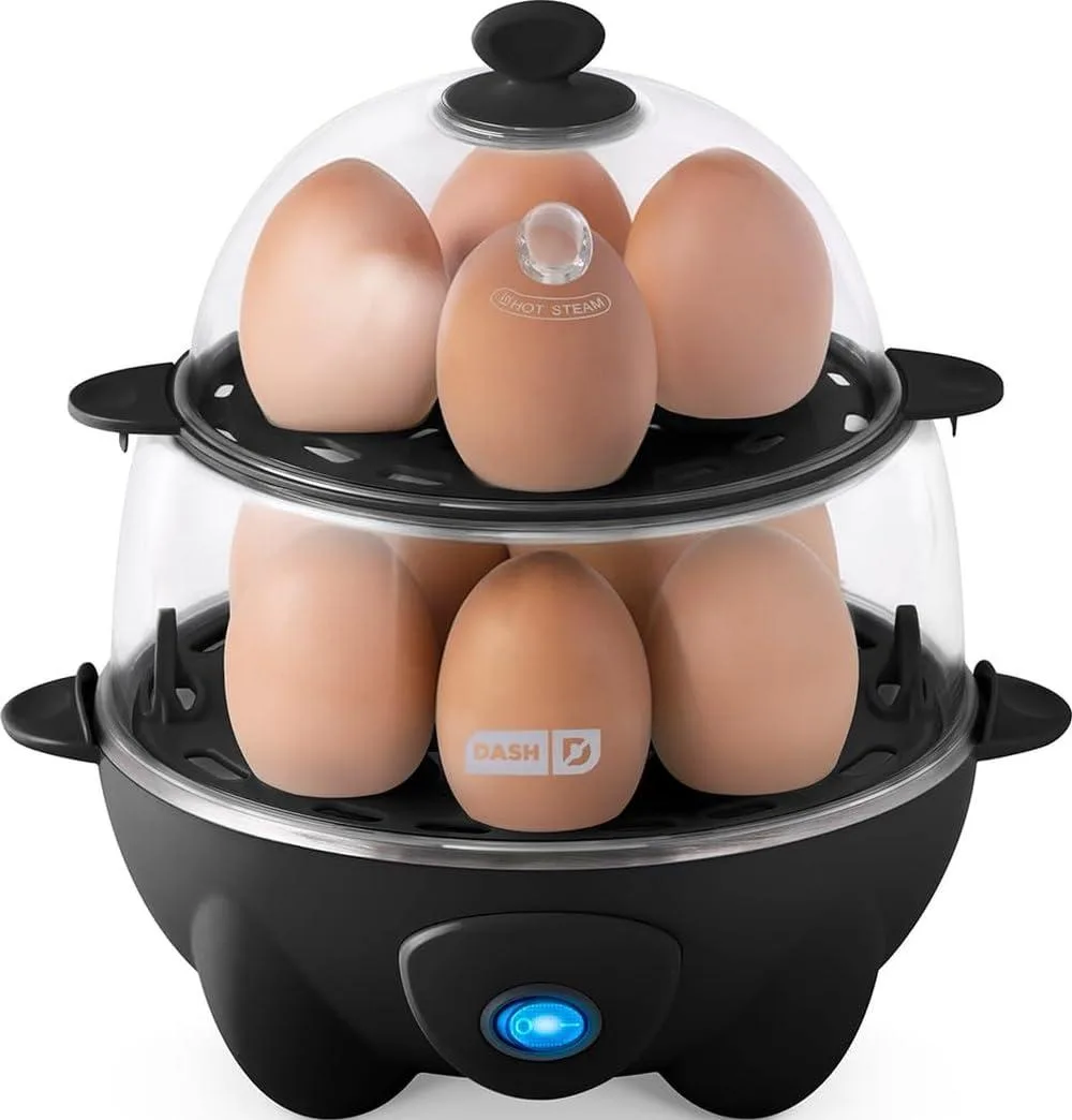  Deluxe Egg Cooker 12 Hard Boiled Eggs Black — product photo