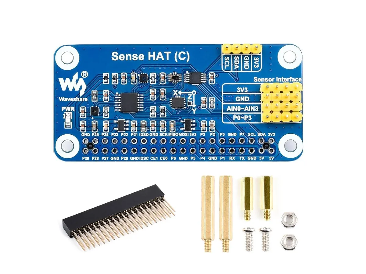 LORDWORLD LORDWORLD Sense HAT (C) development board 40PIN GPIO QMI8658C AK09918 SHTC3 LPS22HB TCS34725 SGM58031 I2C — product photo
