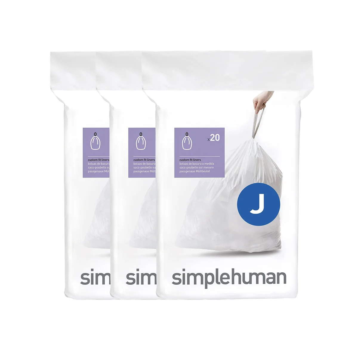  simplehuman Genuine Custom Fit Liners Code J 60 Count 45L — product photo