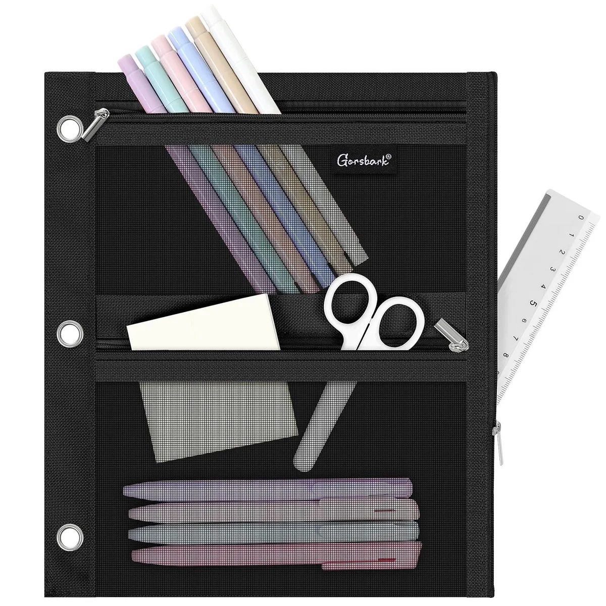 3-Ring Binder Pencil Pouch Black 11 — product photo